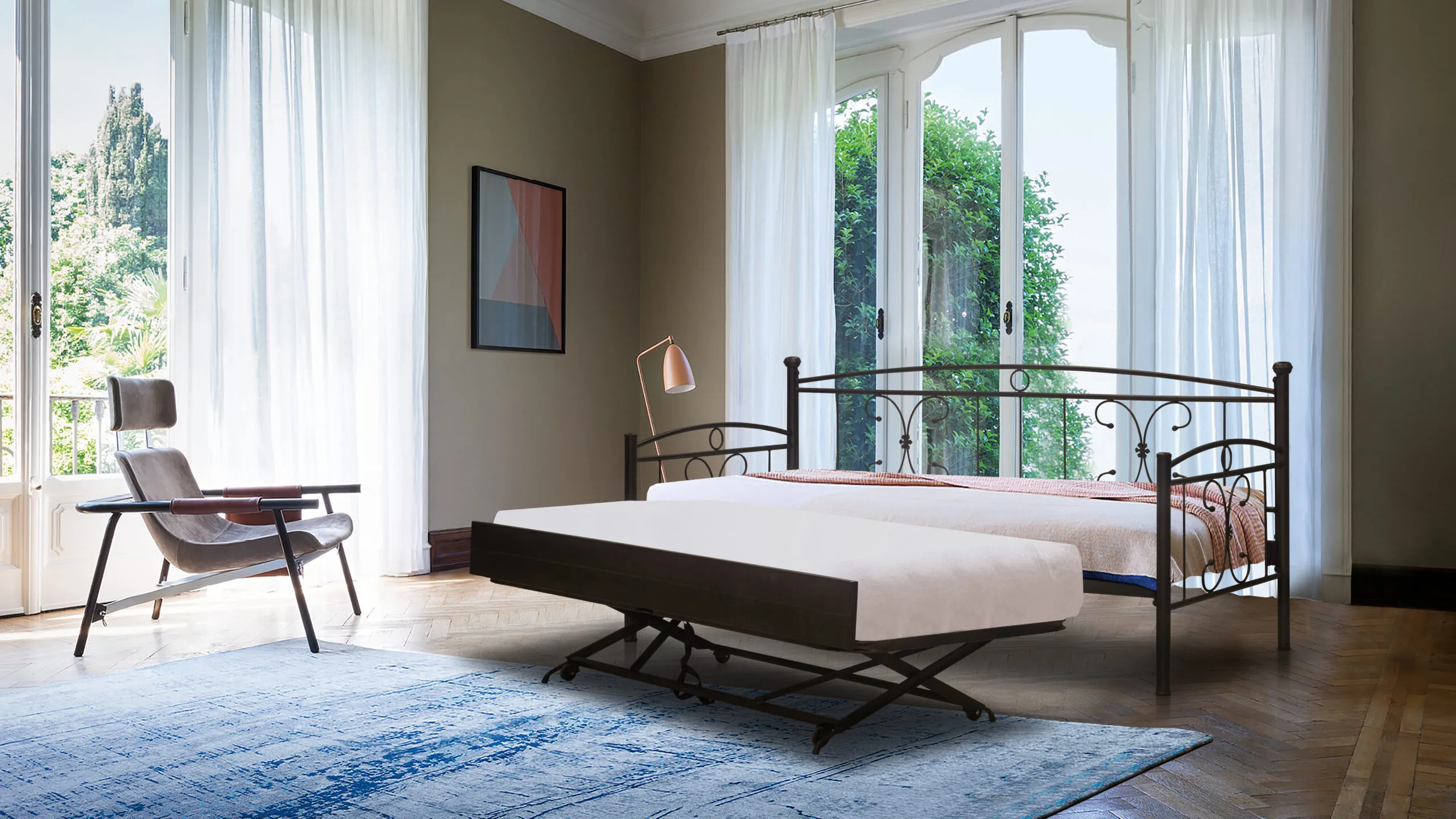 Μεταλλικός Καναπές Κρεβάτι Με Συρόμενο Μηχανισμό Νο 43 - Image 3